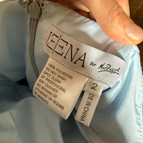 IEENA FOR MAC DUGGAL blue shimmer mini party dress - Picture 7 of 14